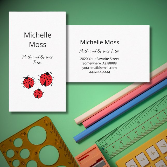 Whimsical Ladybugs Cute Teacher Tutor Education Business Card (Creator Uploaded)