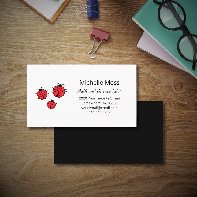 Whimsical Ladybugs Drawing Tutor Teacher Business Card (Creator Uploaded)