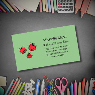 Whimsical Ladybugs Professional Educator Green  Business Card