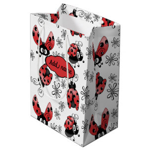 Whimsical Ladybugs With Flowers Small Gift Bag