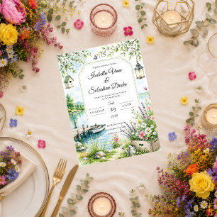 Whimsical Lakeside Cottage Romance Wedding  Invitation