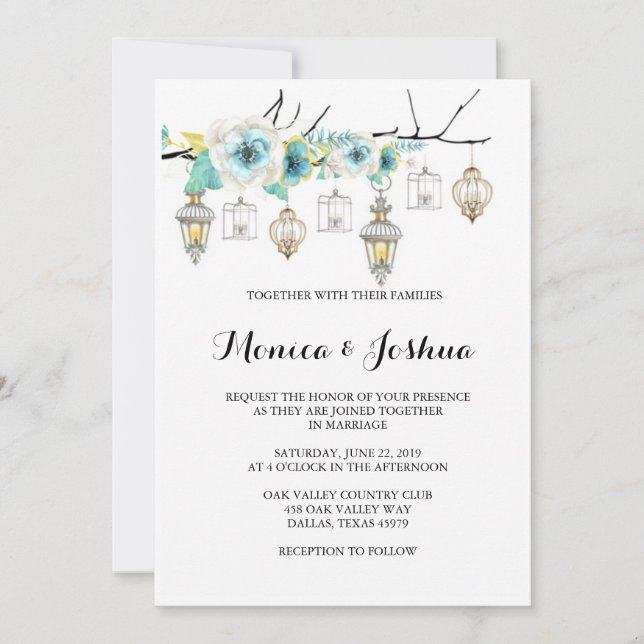 Whimsical Lantern Wedding Invitations (Front)