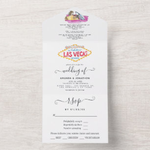 Whimsical Las Vegas Wedding All In One Invitation