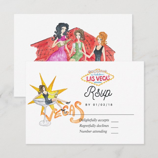 Whimsical Las Vegas Wedding RSVP Card (Front/Back)