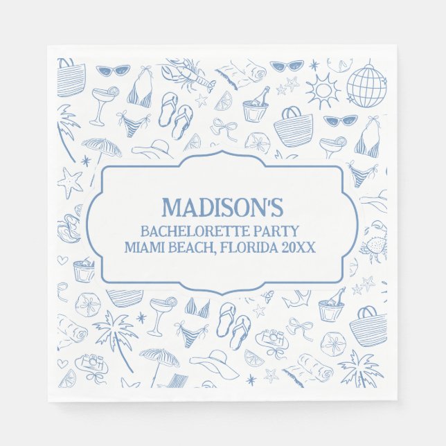 Whimsical Last Toast On The Coast Blue Napkin (Front)