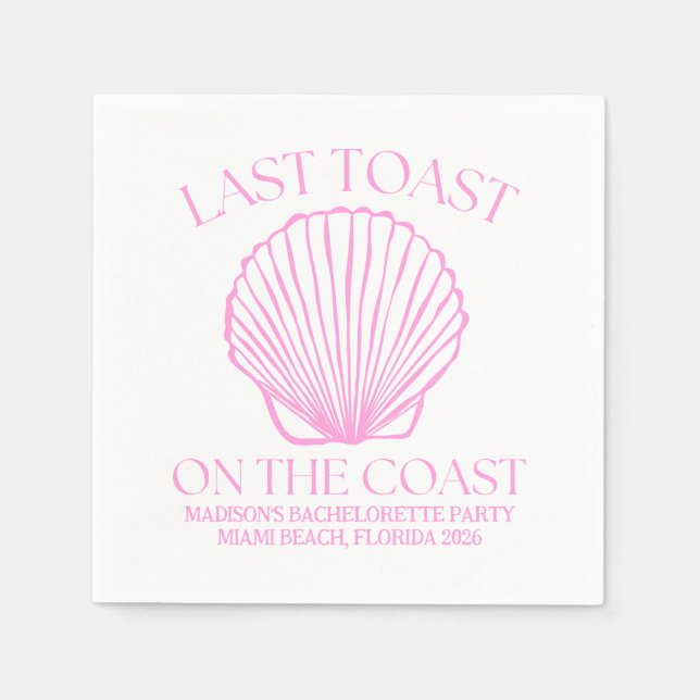 Whimsical Last Toast On The Coast Pink Napkin (Front)