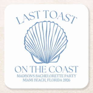 Whimsical Last Toast On The Coast Square Paper Coaster