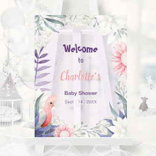Whimsical Lavender Bird Baby Shower Welcome Acrylic Sign