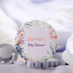 Whimsical Lavender Floral Baby Shower Keepsake 6 Cm Round Badge