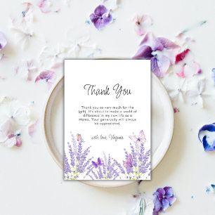 Whimsical Lavender Floral Butterfly Baby Shower Thank You Card