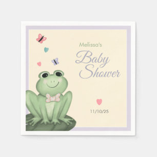 Whimsical Lavender Frog Baby Shower Napkin
