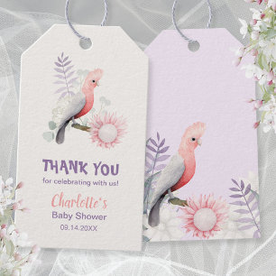 Whimsical Lavender Garden Floral Bird Baby Shower Gift Tags