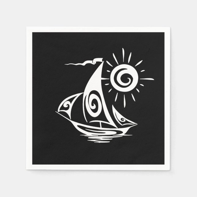 Whimsical Lazy Sailboat Napkin (Front)