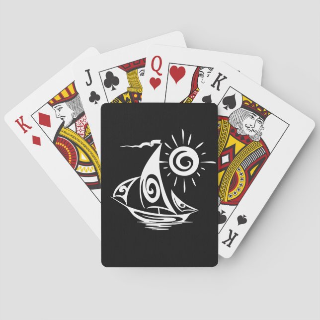 Whimsical Lazy Sailboat Playing Cards (Back)