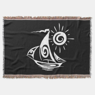 Whimsical Lazy Sailboat Throw Blanket