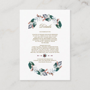 Whimsical Leafy Berries Wreath Wedding Details Enclosure Card
