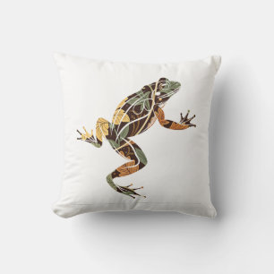 Whimsical Leafy Frog Cushion