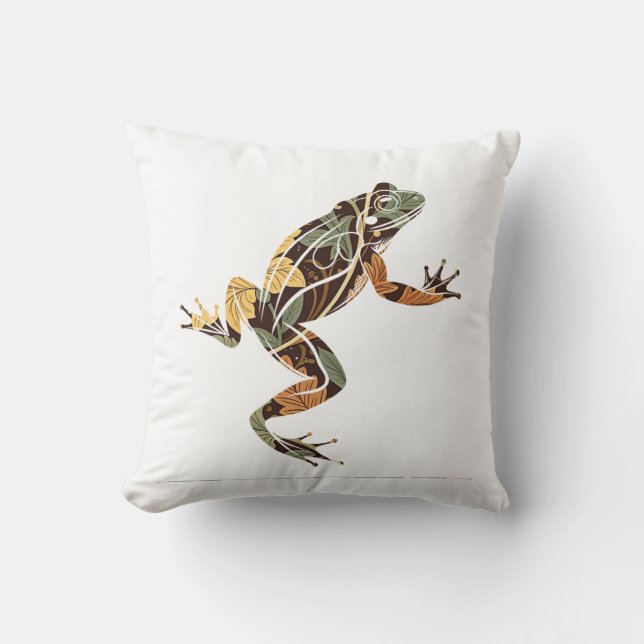 Whimsical Leafy Frog Cushion (Front)