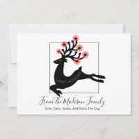 Whimsical Leaping Reindeer Silhouette White