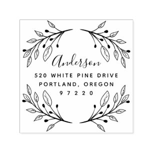 Whimsical Leaves Return Address Self-inking Stamp