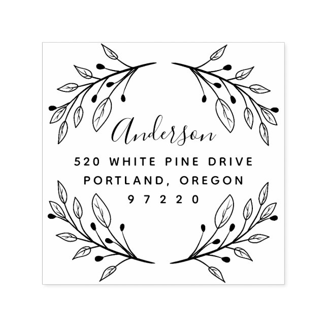 Whimsical Leaves Return Address Self-inking Stamp (Design)