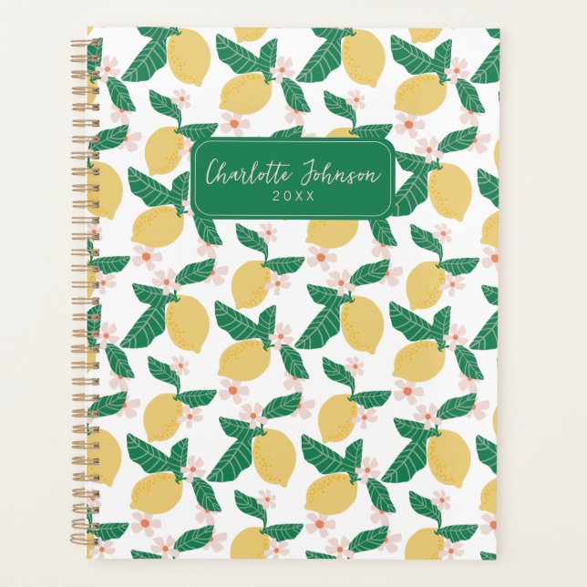 Whimsical Lemon Floral Personalised Planner (Front)