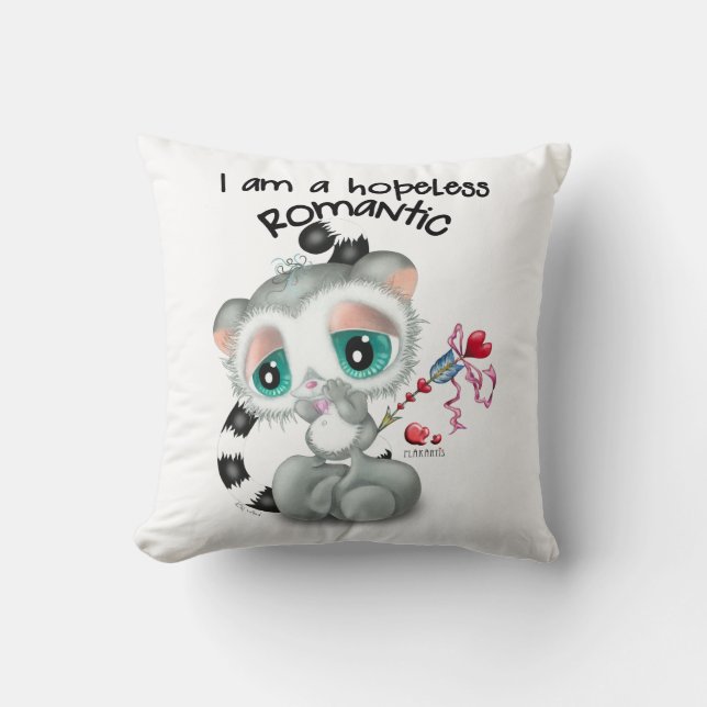 Whimsical Lemur with Heart Arrow – Cozy Love Cushion (Front)
