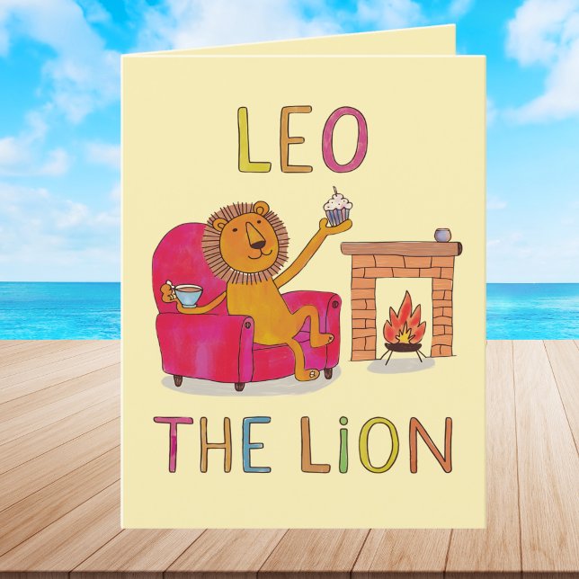 Whimsical Leo the Lion Zodiac Astrology Birthday o Thank You Card (Creator Uploaded)