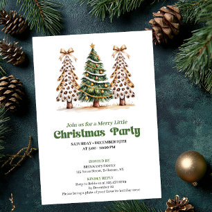 Whimsical leopard Christmas tree holiday invite