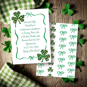 Whimsical Leopard Print Shamrock Bridal Shower Invitation
