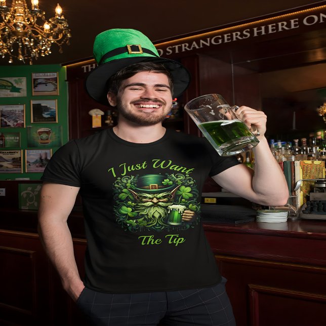 Whimsical Leprechaun Drinking A Frothy Beer T-Shirt (Creator Uploaded)
