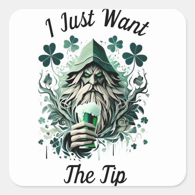 Whimsical Leprechaun Savouring A Brew Square Sticker (Front)