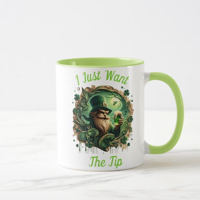 Whimsical Leprechaun Savouring A Pint Mug (Right)