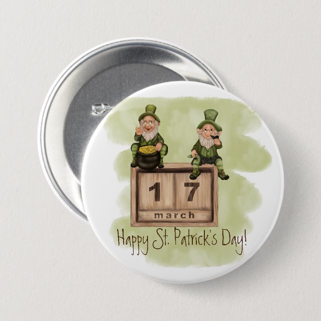 Whimsical Leprechauns St. Patrick's Day 7.5 Cm Round Badge (Front & Back)