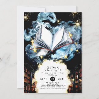Whimsical Library Magical Storybook Birthday Invitation