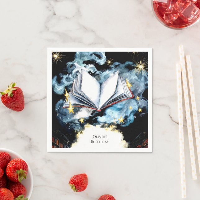  Whimsical Library Magical Storybook Birthday Napkin (Insitu)