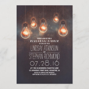 whimsical light bulbs romantic rehearsal dinner invitation
