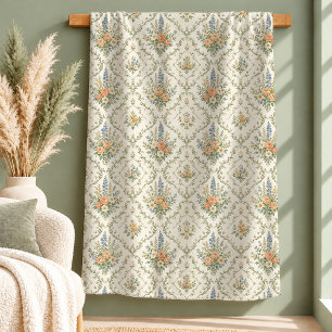 Whimsical Light Green Wildflower Throw Blanket