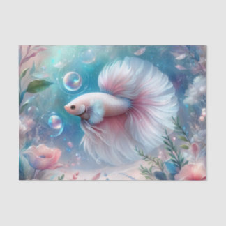Whimsical Light Pink Betta Fish Decoupage Tissue Paper