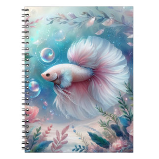 Whimsical Light Pink Betta Fish Notebook