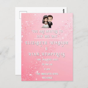 "Whimsical Light Pink Wedding Invitations Sparkles