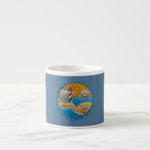 Whimsical Lighthouse Beach Scene Coastal Folk Art Espresso Cup