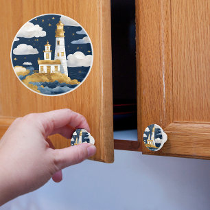 Whimsical Lighthouse Ceramic Knob