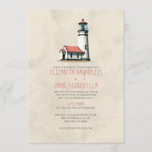 Whimsical Lighthouse Wedding Invitations