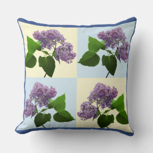 Whimsical Lilac Blossom Branch Collage Pattern Cushion
