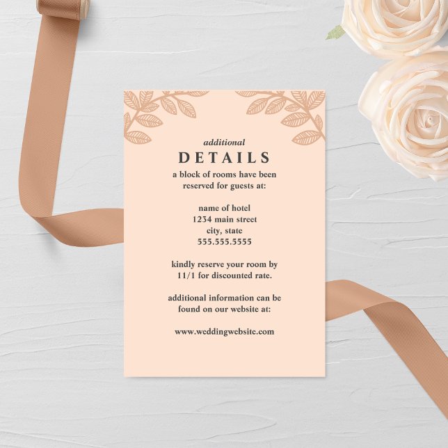 Whimsical Line Leaves Wedding Enclosure Card (Creator Uploaded)