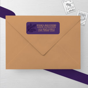 Whimsical Line Leaves Wedding Return Address Label