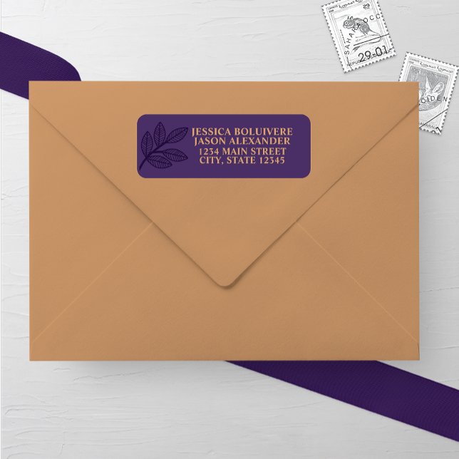 Whimsical Line Leaves Wedding Return Address Label (Creator Uploaded)