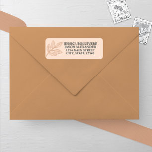 Whimsical Line Leaves Wedding Return Address Label