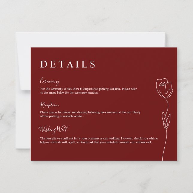 Whimsical Line Rose Detail Enclosure Card (Front)